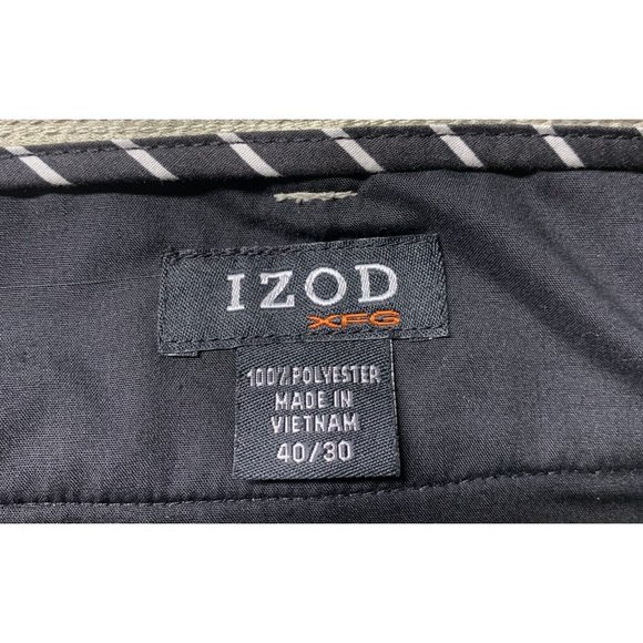 #1450  Izod XFG Mens Size 40x30 Tan Beige Performance Style Casual Pants Golf - Picture 2 of 7
